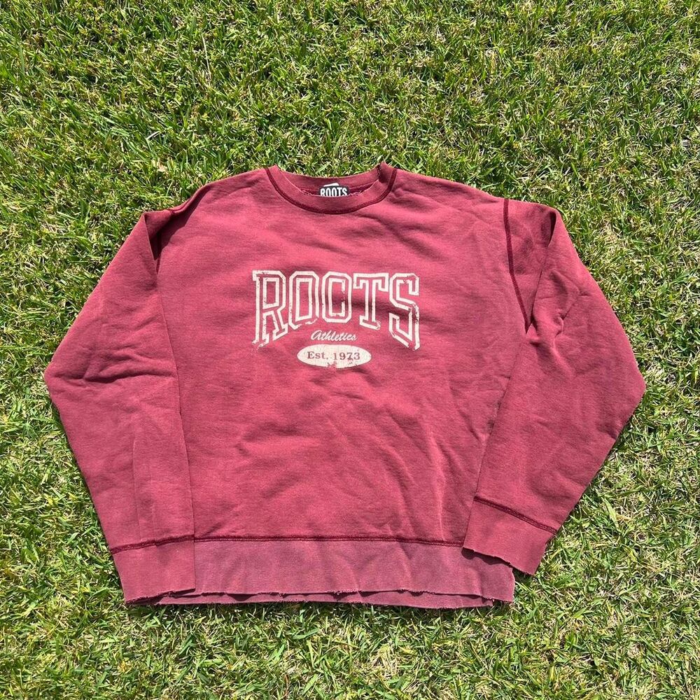 Roots Athletic Canada promo sweater heavyweight Mens size L burgundy